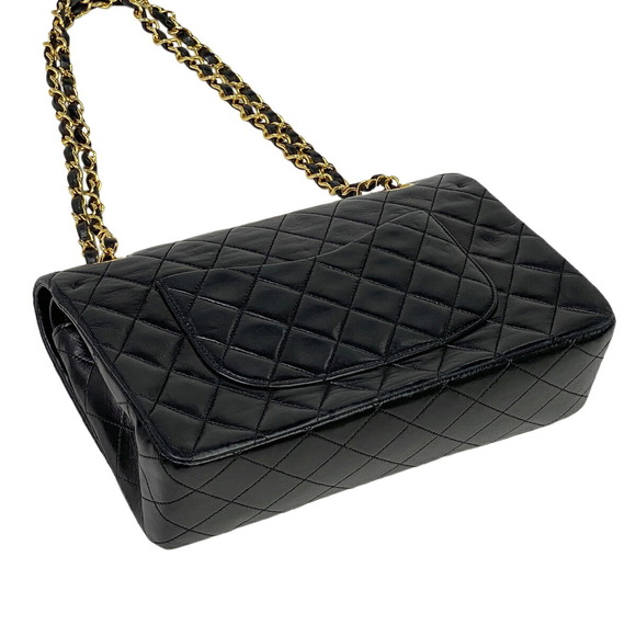 Chanel Bag Matelasse Shoulder W Flap Leather Chain Black - Picture 1 of 14